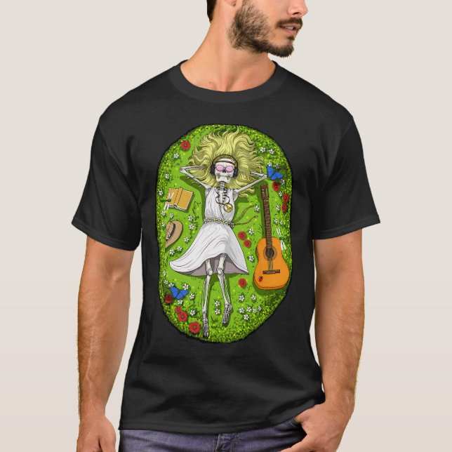 T-shirt Squelette Hippie Détendu (Devant)