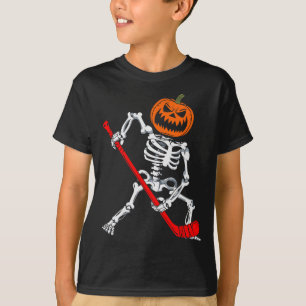 T-shirt Squelette Hockey sur glace Halloween Citrouille Ho