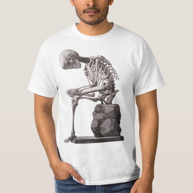 T-shirt Squelette humain assis dans l'art anatomique (Devant)