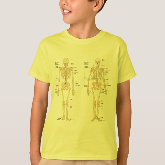 T-shirt Squelette humain marqué diagramme d'anatomie (Devant)