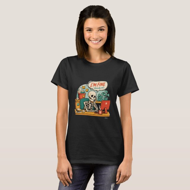 T-Shirt squelette I'm Fine (Devant entier)