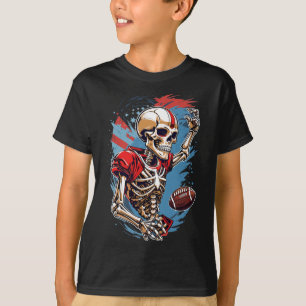 T-shirt Squelette jouant au Graphi Abstrait de football am