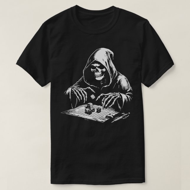 T-shirt squelette jouant aux dés (Design devant)