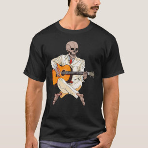 T-shirt Squelette jouant de la guitare acoustique rock