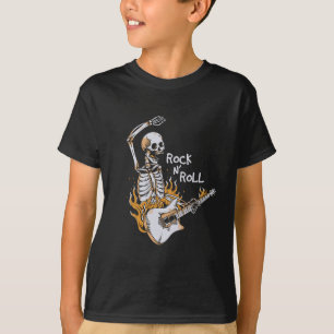 T-shirt Squelette jouant de la guitare avec feu