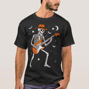 T-shirt Squelette Jouant de la Guitare Guitariste Rock Hal