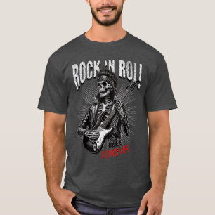 T-shirt Squelette jouant de la guitare punk Rock and Roll