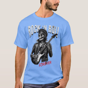 T-shirt Squelette jouant de la guitare Punk Rock and Roll