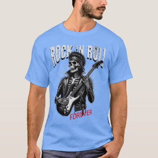 T-shirt Squelette jouant de la guitare Punk Rock and Roll