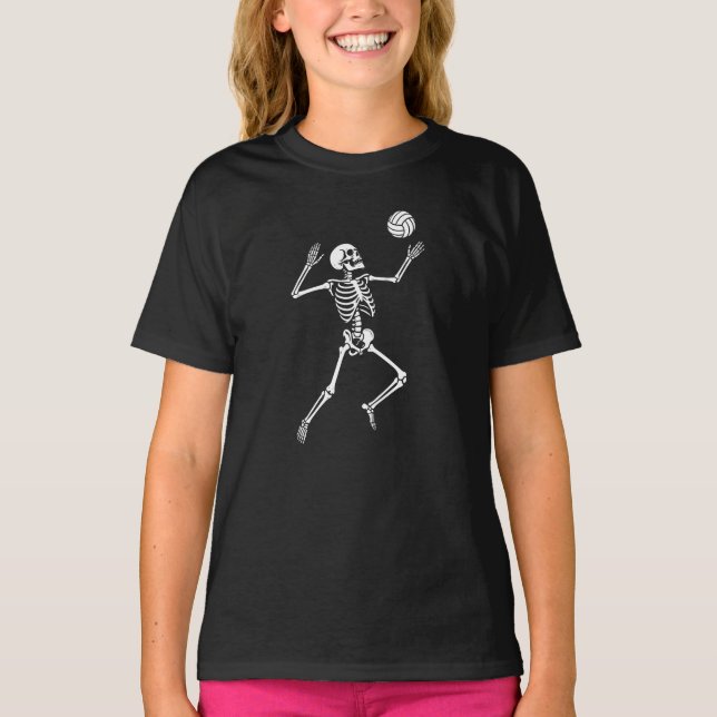 T-shirt squelette joue au volley-ball  (Devant)