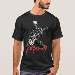 T-shirt Squelette joue de la guitare électrique. Pour touj