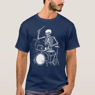 T-shirt Squelette Jouer à la batterie