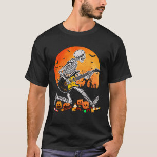 T-shirt Squelette Jouer Basse Guitare Halloween Electric A