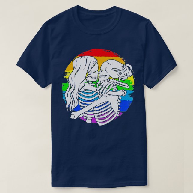 T-shirt Squelette lesbienne couple - Fierté lesbienne pour (Design devant)
