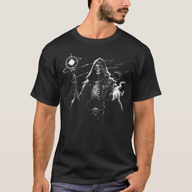 T-shirt Squelette Mage / Necromancien (Devant)