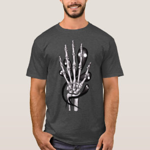 T-shirt Squelette Main Avec Fantômes Déplaisant gothique