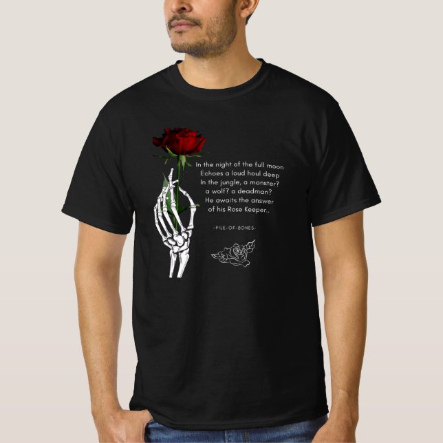 T-shirt Squelette main avec rose (Devant)