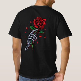 T-shirt Squelette Main avec Rose - Art romantique gothique