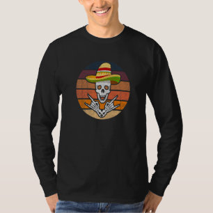 T-shirt Squelette Mexicain De Rock Avec Sombrero Dia De Lo