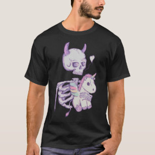 T-shirt Squelette mignon Avec Unicorne