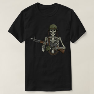 T-shirt Squelette Militaire avec un Fusil