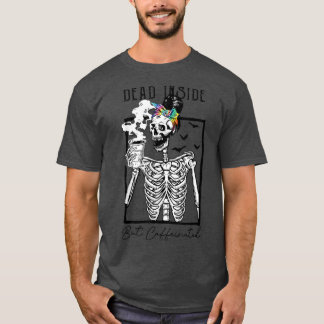 T-shirt Squelette mort à l'intérieur mais caféiné buvant d
