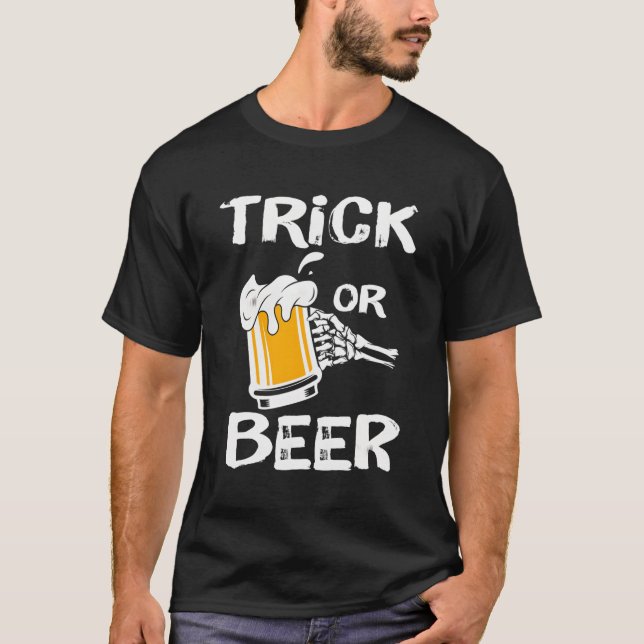 T-shirt Squelette Pince À Main Ou Bière (Devant)