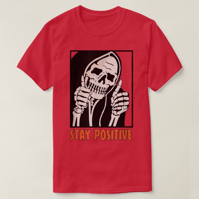 T-shirt Squelette positif Thumbs Up Spooky Halloween  (Design devant)
