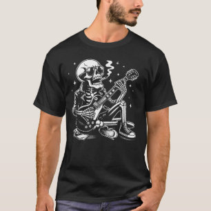 T-shirt Squelette punk jouant de la guitare électrique Roc