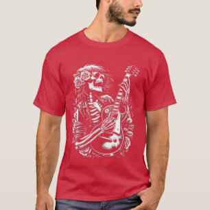 T-shirt Squelette punk jouant de la guitare électrique Roc
