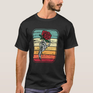 T-shirt Squelette Rose à main Retro Rock Music Heavy Metal