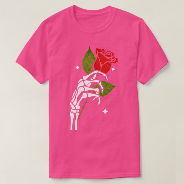 T-shirt Squelette Rose main Goth Gothique Grunge Style (Design devant)