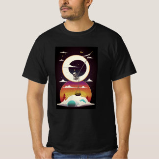 T-shirt Squelette se balançant sur une lune