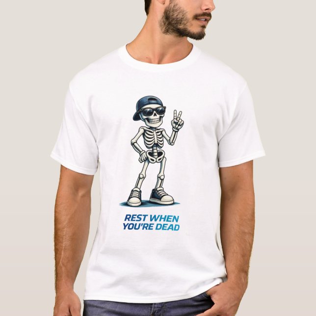 T-shirt Squelette Signe de Victoire Design Humoristique Dr (Devant)