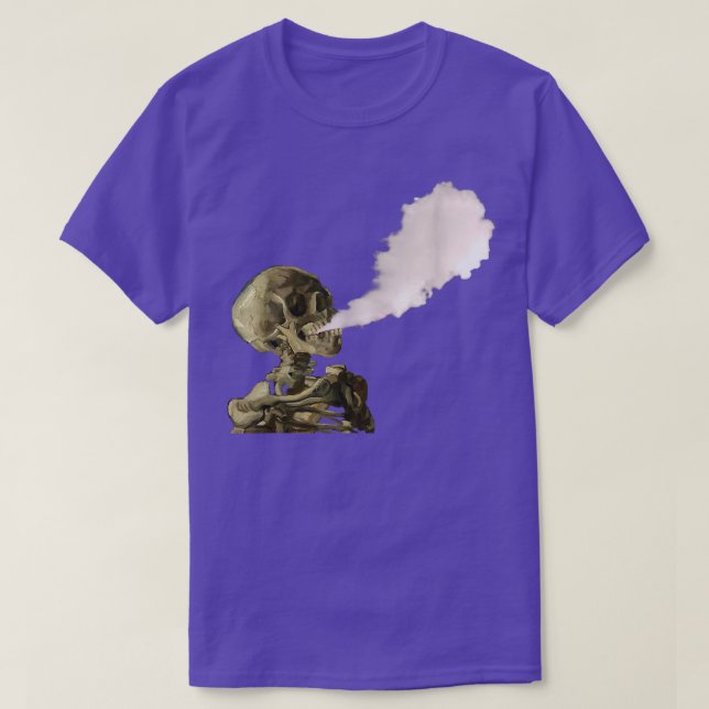 T-shirt Squelette soufflant un gros nuage de vapeur (Design devant)