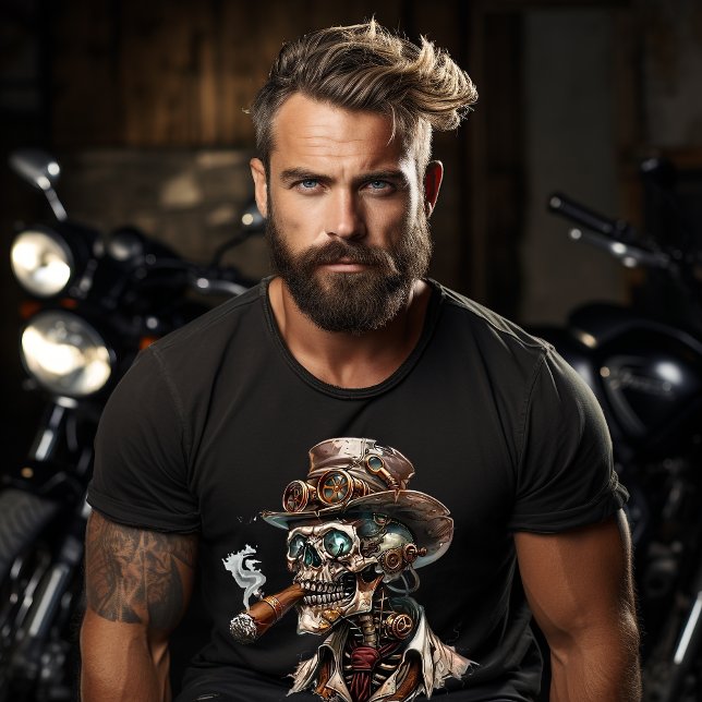 T-shirt Squelette style Steampunk avec Cigar (Créateur téléchargé)