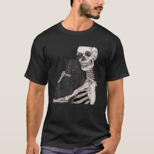 T-shirt Squelette tenant un chat