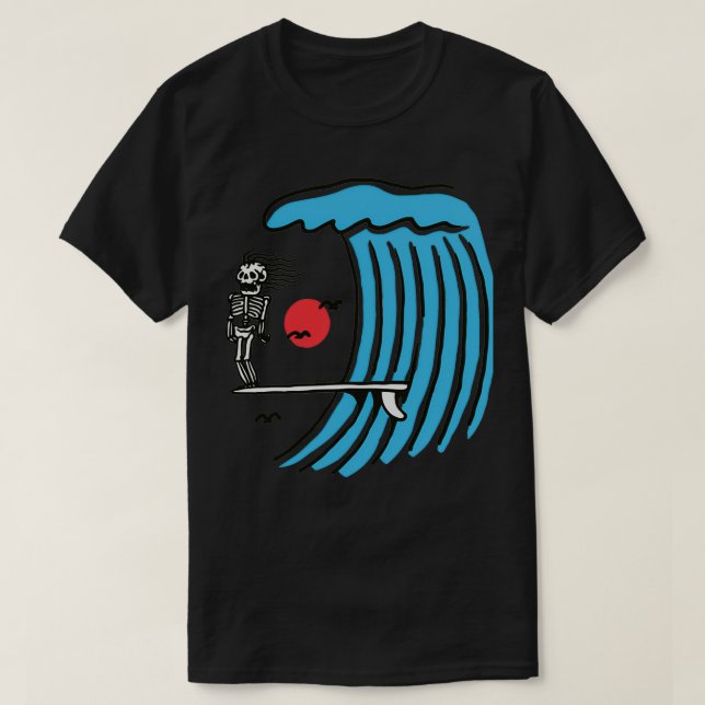 T-shirt Squelette vague surf (Design devant)
