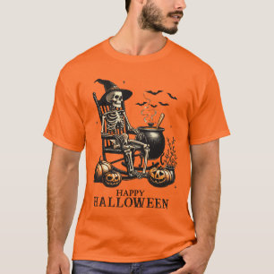 T-shirt Squelette Vintage Drôle en Attente d'Halloween