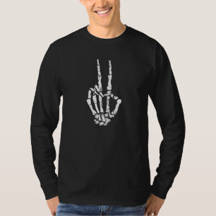 T-shirt Squelette Vintage Main Signe De Paix