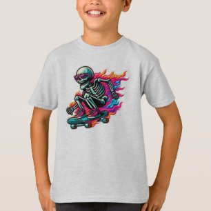 T-shirt Squelette vintage sur Skate ride garçons Halloween