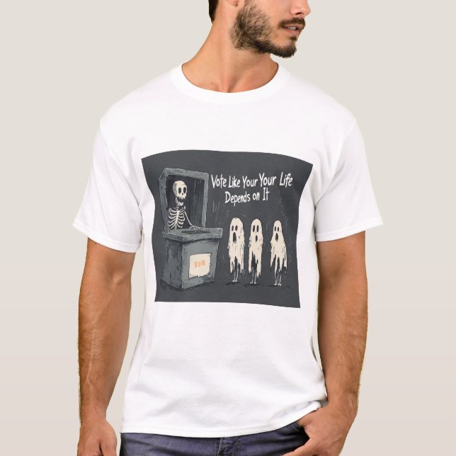 T-shirt Squelette votant avec fantômes 🗳️💀 (Devant)