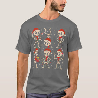 T-shirt Squelettes dansants Chapeau de Père Noël Xmas Sque