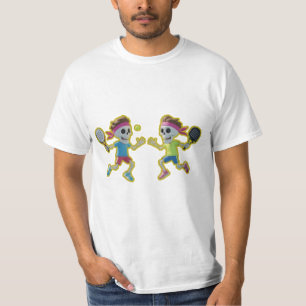 T-shirt Squelettes de dessin animé drôles jouant au padel