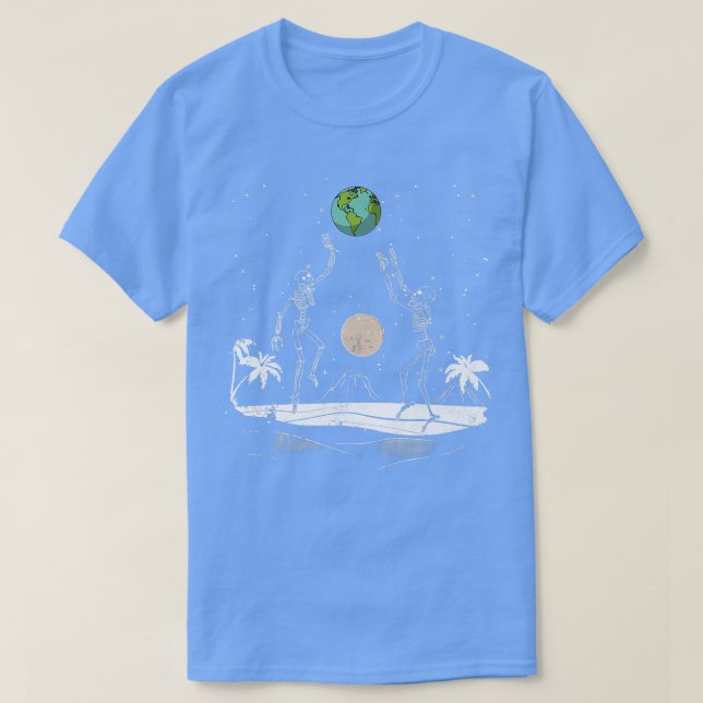 T-shirt Squelettes de plage d'été Volleyball Terre Espace  (Design devant)