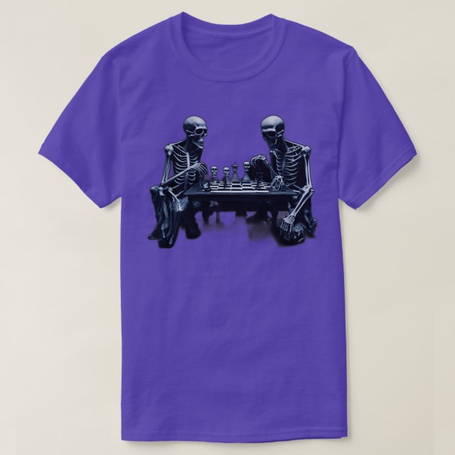 T-shirt squelettes jouant aux échecs (Design devant)