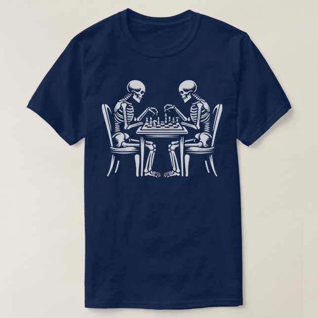 T-shirt squelettes jouer aux échecs 8 (Design devant)