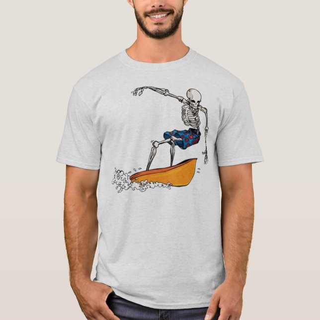 T-shirt squelettique de type de surfer (Devant)