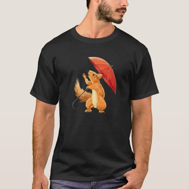 T-shirt Squirrel Holding Umbrella  Squirrel Enthusiast (Devant)