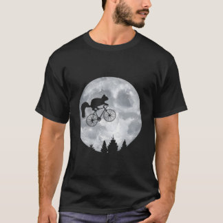 T-shirt Squirrel Riding Moon Bike Halloween Lunar Cycling